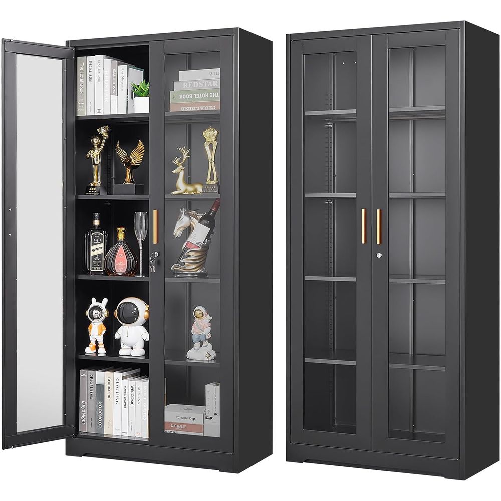 Glass Cabinet Display - Стеклянная витрина с замком, металлический шкаф