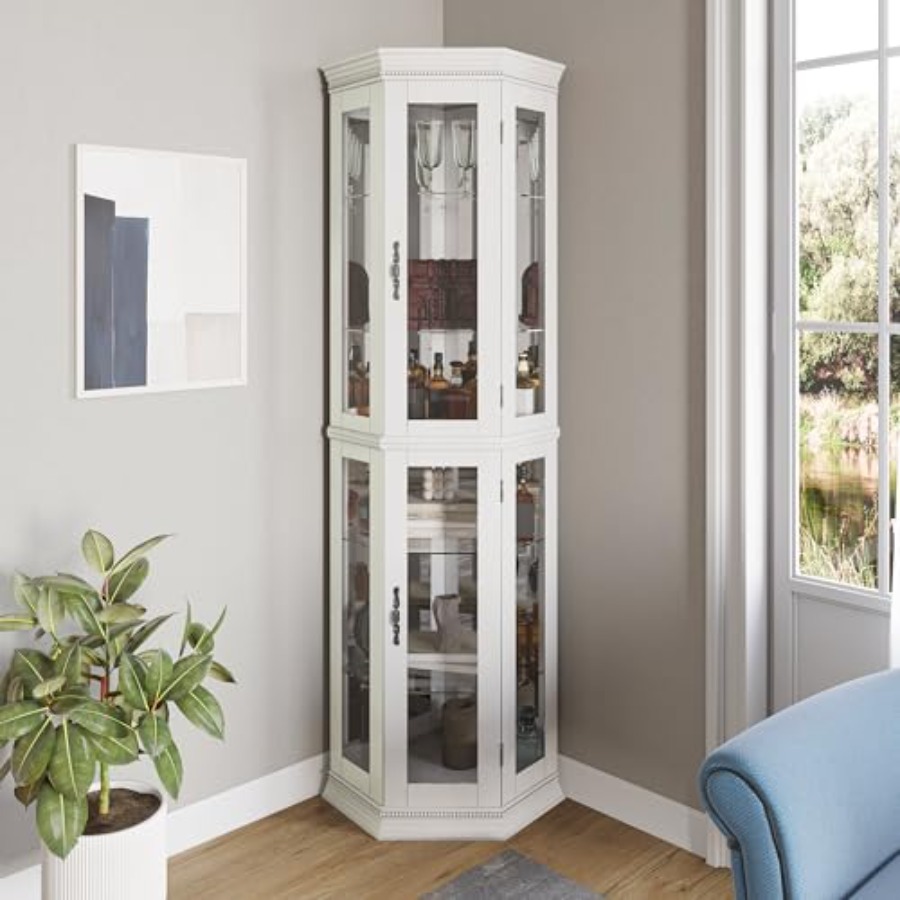 Glass Cabinet Display - Освещённый трехсторонний стеклянный витринный шкаф для