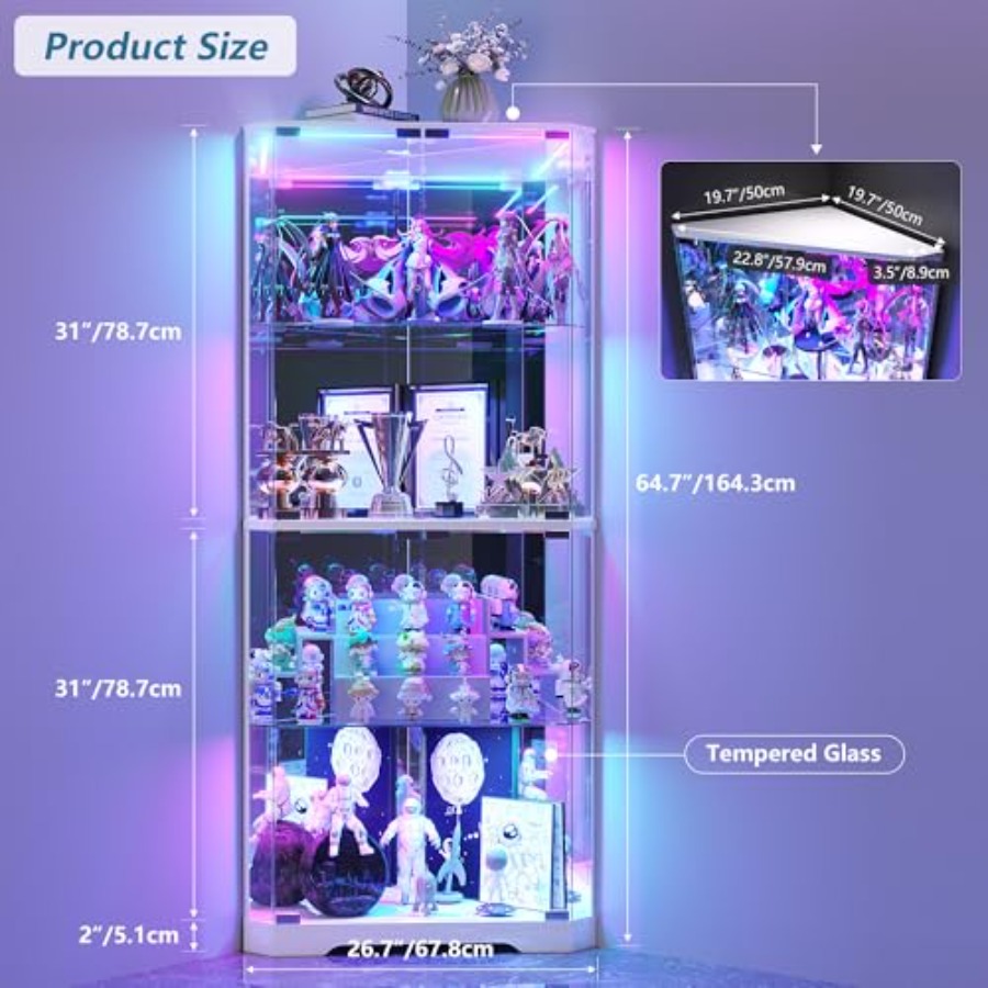 Высокий угловой шкаф-витрина 6 – обзор и цена Glass Cabinet Display