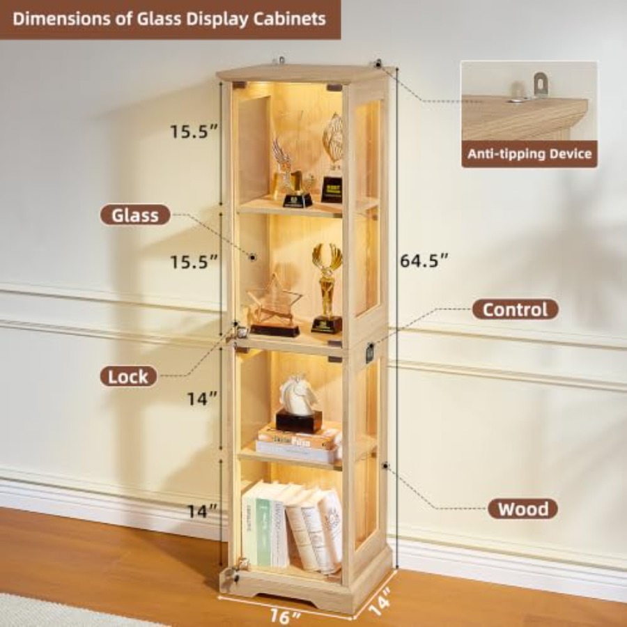 Узкий стеклянный шкаф-витрина  – обзор и цена Glass Cabinet Display